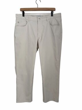 Peter Millar Men’s White Golf Pants 35x30 Performance Stretch Casual Flat Front